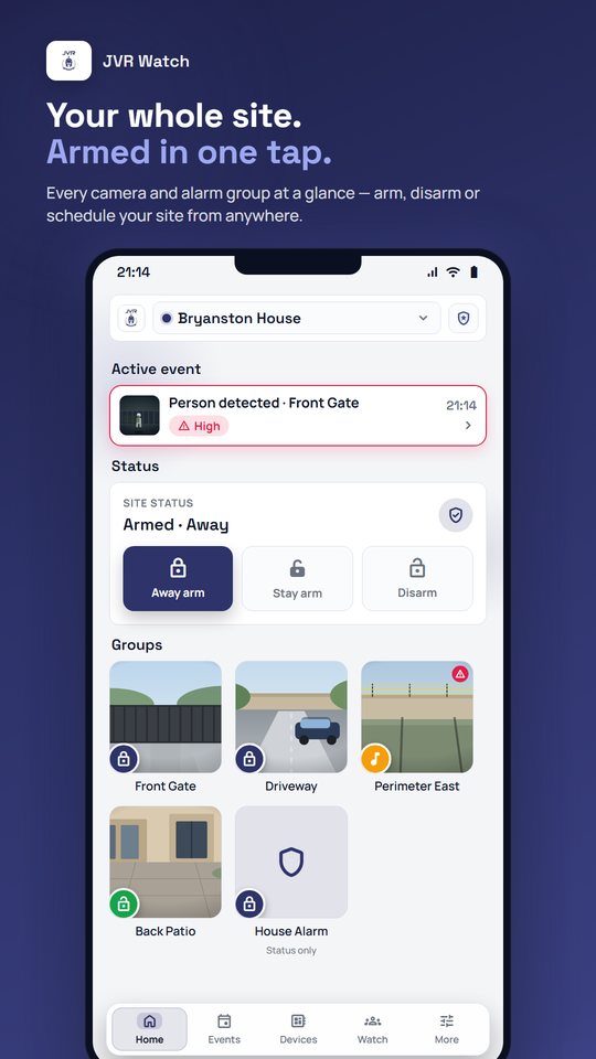 JVR Security branded app
